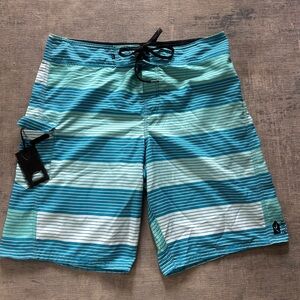 EUC Men's Rusty Striped Blue and White Board Shorts - 34